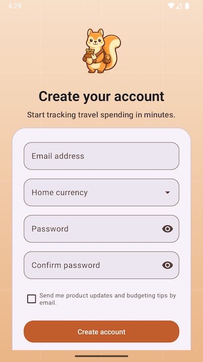 Android login screen