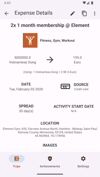 Android expense details